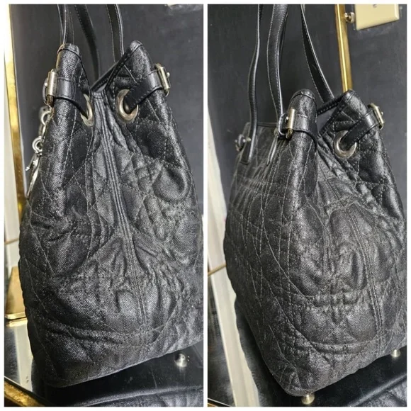 Authentic CHRISTIAN DIOR Cannage Panarea Tote Bag Black - Picture 8 of 13